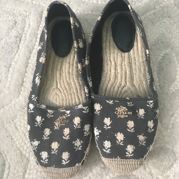 Coach Espadrilles flats black/white floral canvas - Picture 4 of 4